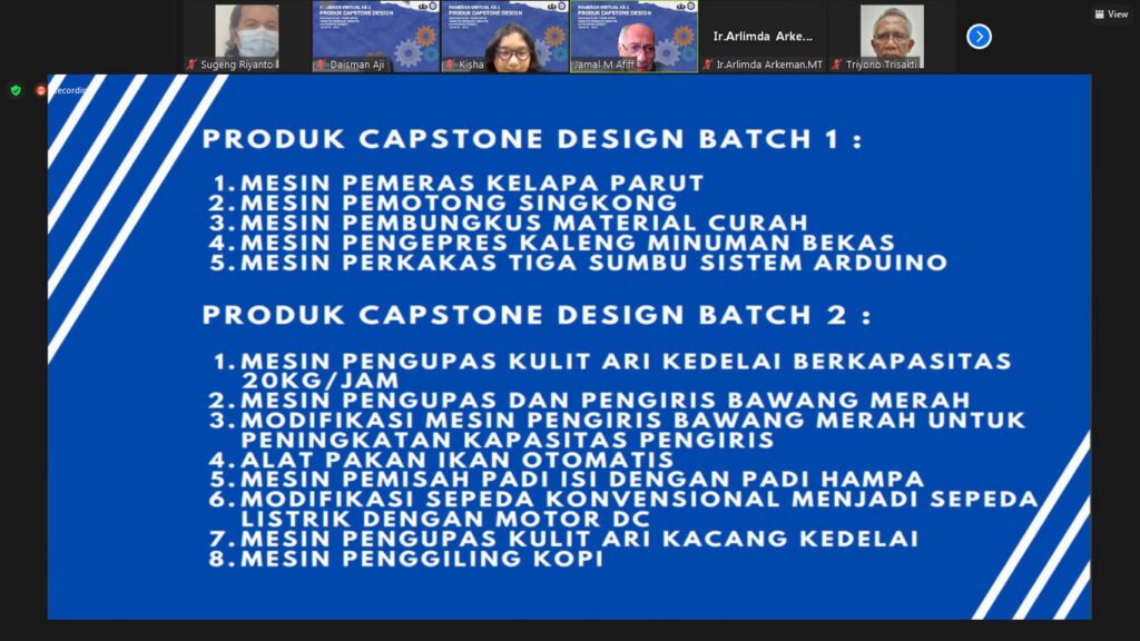 Pameran Virtual Perdana Produk Capstone Design - Teknik Mesin Ekstensi