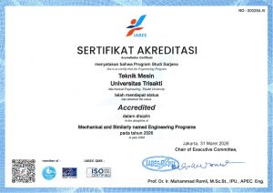 General Accreditation dari IABEE untuk S-1 Teknik Mesin (2026)